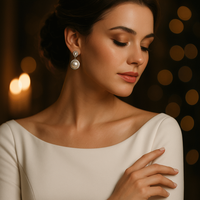 Kolczyki z perłą halo – styl wieczorowy/ślubny