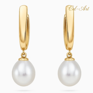 gold earring with pearl and circle