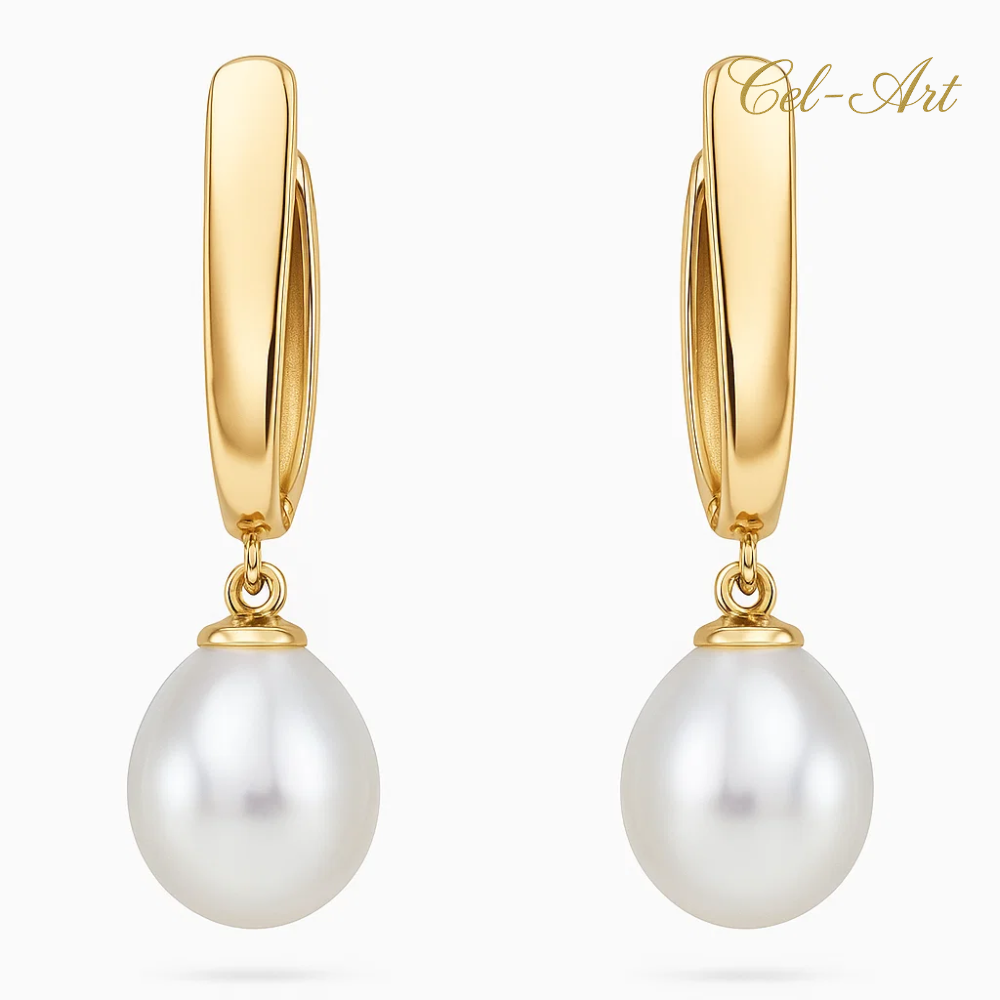 gold earring with pearl and circle