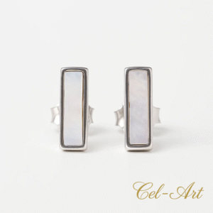 kolczyki srebrne 925 prostokątne z masą perłową